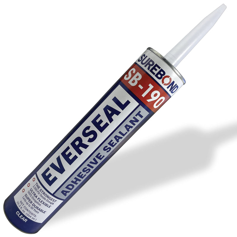 SureBond SB190 Industrial-Strength, Exterior Grade, Clear Adhesive for Roof Snow Guards, Heat Cable Roof Clips, Roof Accessories, and General Construction Applications, 2,000 PSI Tensile Strength 1