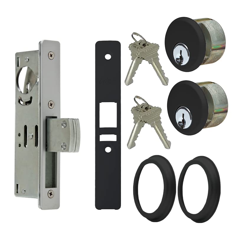 Summit Doorware Storefront Door Mortise Deadlock Bolt & Double Keyed Cylinder Kit in Duronotic Finish - High Grade Adams Rite Style Lock - Maxium Security Replacement for MS1850S Series Locks 1-1/8" Backset