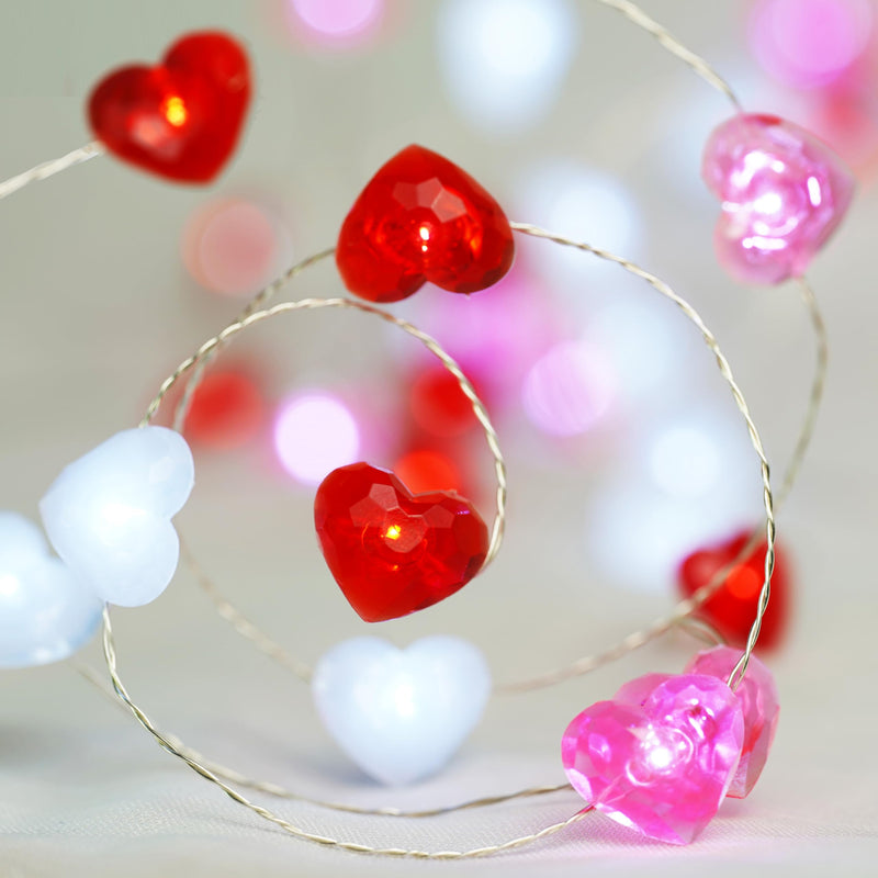 KAiSnova Valentine’s Day Fairy String Lights 10ft 40LEDs Red Pink White Heart Shaped Twinkle Fairy Lights Battery Operated with Remote for Indoor Bedroom Wedding Party Mother Day Decor Red, Pink, White