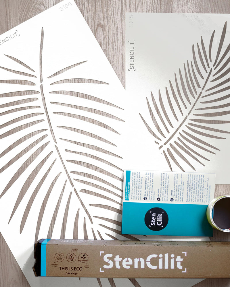 STENCILIT Palm Leaf Large Wall Stencil - Mix 14.5X27.5in and 17x8.5in