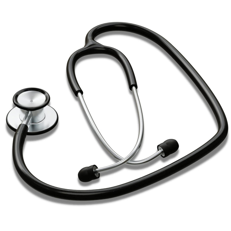 HCS Stethoscope, Premium Stainless Steel - Medical Grade, Dual Head Stethoscopes for Nurses, Doctors, Veterinary - 22 inch Tubing (Black) Black