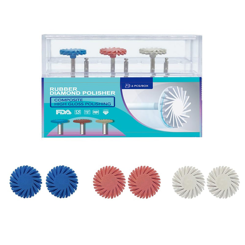 Dental Polishing Disc, 6pcs / Set 3 Colors Mixed Resin Polishing Disc Kit Dental Composite Spiral Flex Brush Brushes