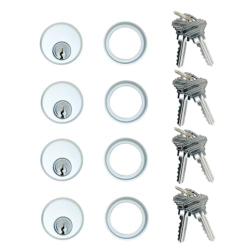 Summit DOORWARE Mortise Cylinder Door Lock Replacement Parts | Adams Rite 4036 Replacement Trim Rings with 8 Keys | High Grade Mortise Lock for Maximum Security | Aluminum Finish