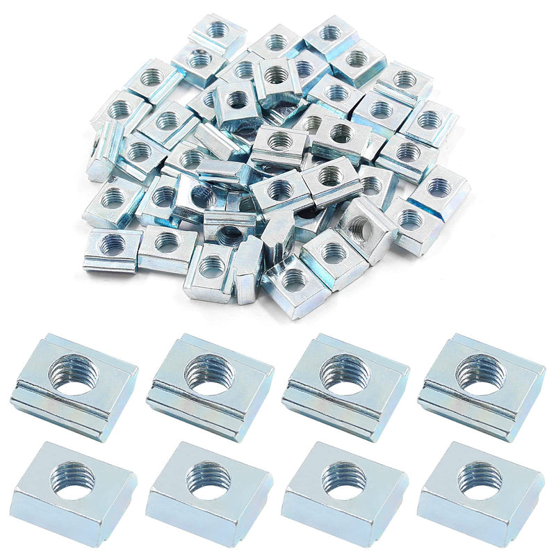 50Pcs 20 Series Sliding T Nuts M5 Thread, Slide in Hammer Head T Nut T-Slot Slide Nuts for 20x20 Standard 6mm T-Slot Aluminum Extrusion Profile 20M5 50