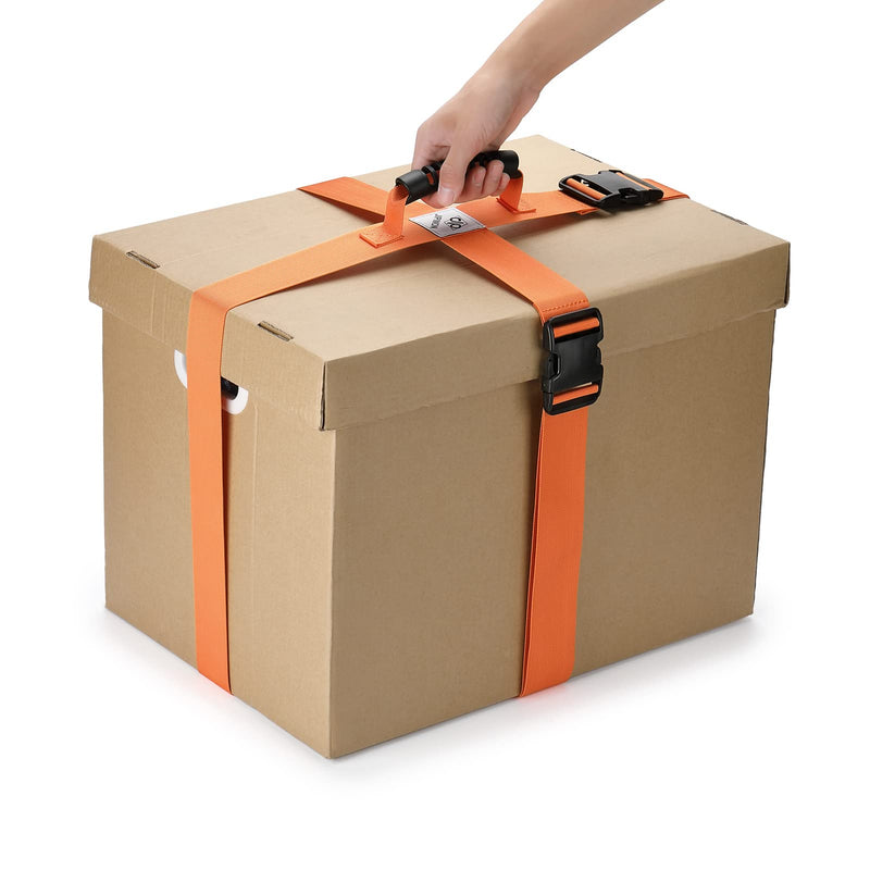 Box Carrying Strap with Handle Adjustable Belt Cross Style Carry Straps for Safely Moving and Lifting Heavy Boxes, Groceries, Luggage (Orange) Orange