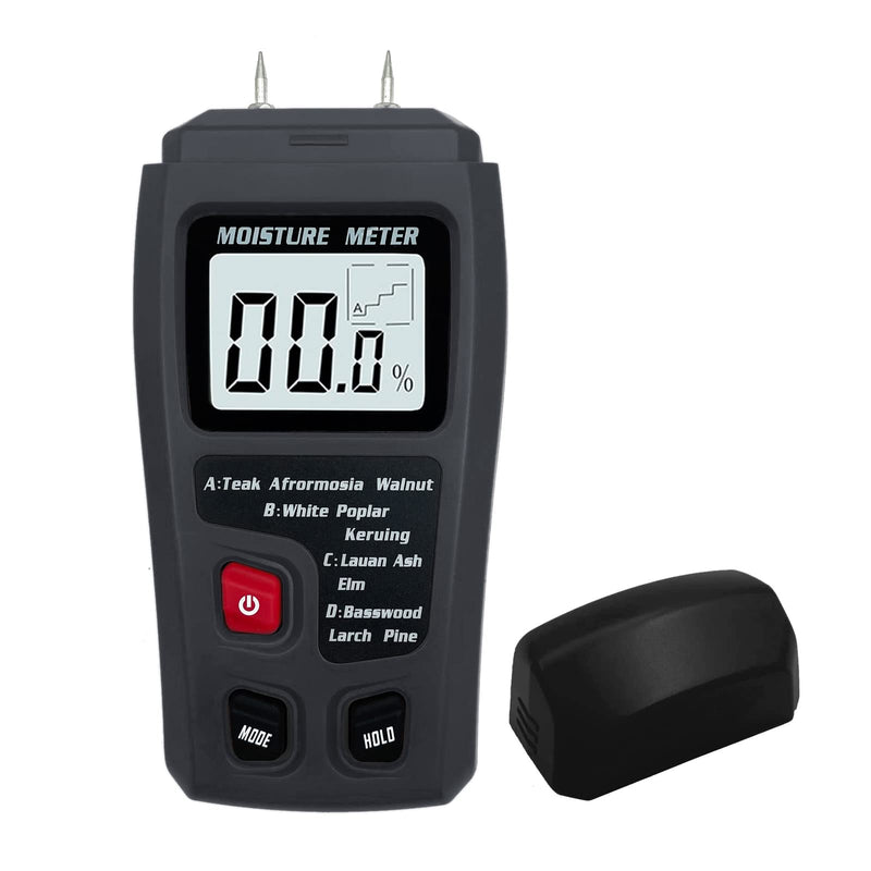 Digital Wood Moisture Meter Wood Humidity Tester Hygrometer Timber Damp Detector Large LCD Display (Grey) Grey