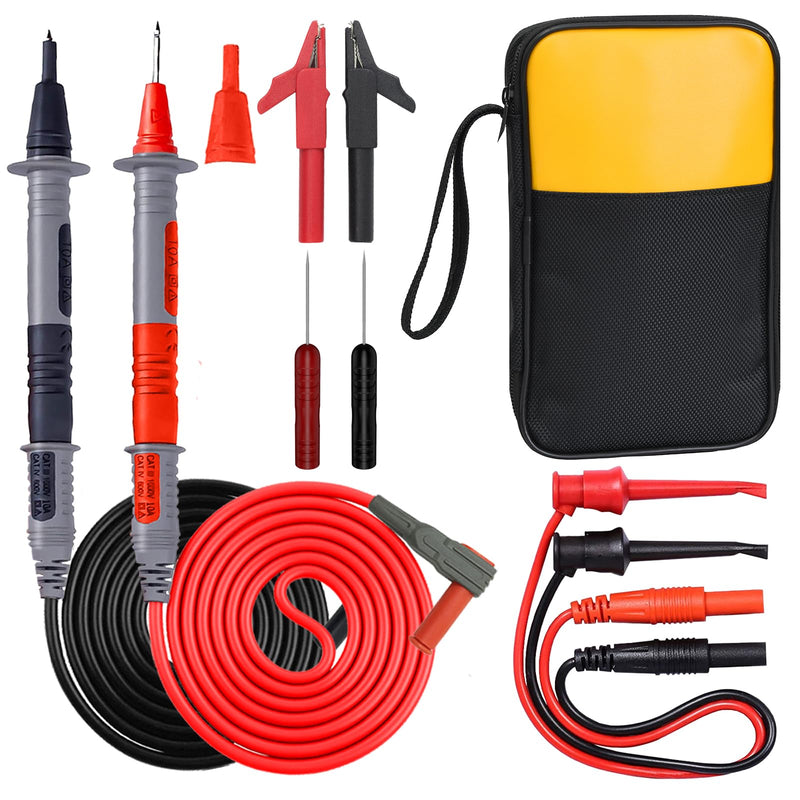 Makeronics 11-in-1 Multimeter Test Lead Kit with Alligator Clips and Soft Case for Electronic Specialties Automotive Multimeter Voltmeter Clamp Meter | 2PCS Non-Destructive Back Probes