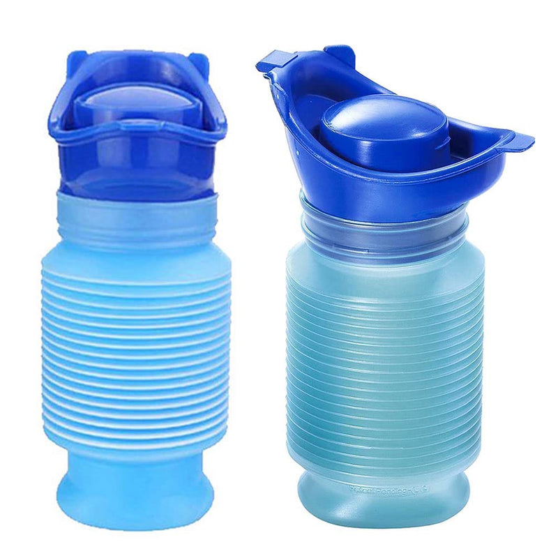 Set of 2 Portable Travel Urinal, Collapsible Urinals for Men and Women, Reusable Kids Potty, Personal Pee Bottle for Outdoor Camping, Long Road Trip and in Traffic ‎Blue 02