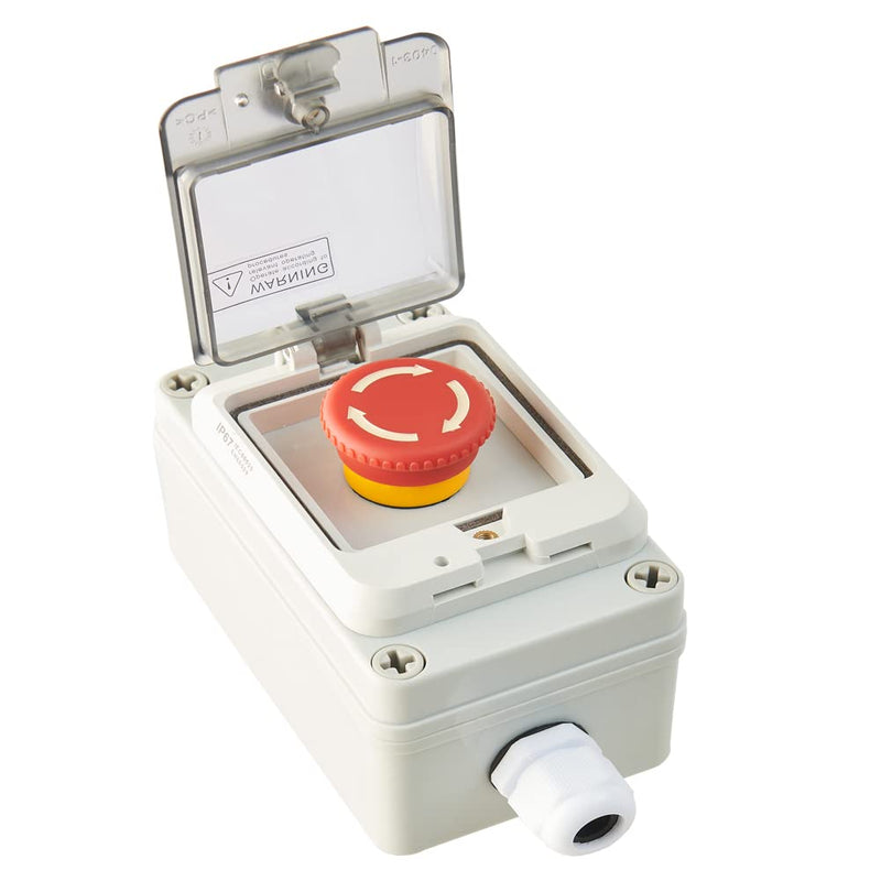 Emergency Stop Button with Box Emergency Stop Switch with Plastic Box e-Stop Button Box Push Button Station Box Red instantaneous switch box