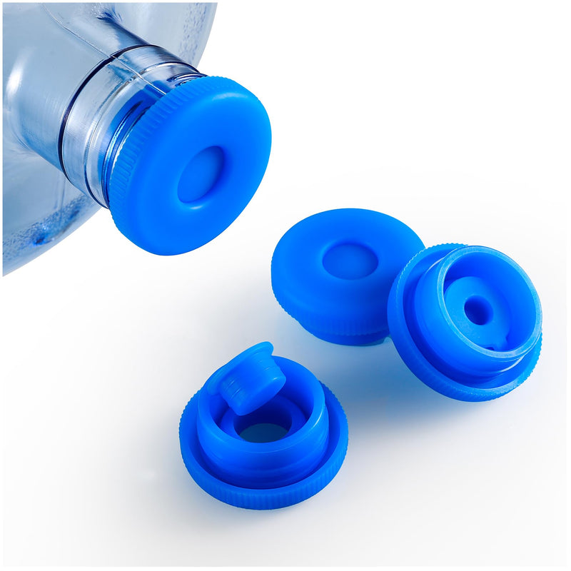 5 Gallon Water Jug Cap Reusable, Non-Spilling 55mm Water Bottle Dispenser Caps, Silicone 5 Gal Jug Replacement Caps Lids Anti Splash (Ocean Blue, 3 Pack) Ocean Blue