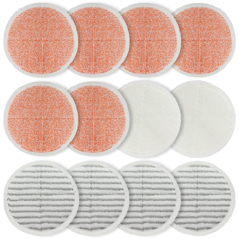 Spinwave Mop Replacement Pads for Bissell Spinwave 20399 23157 23159 2039A 2124A 20393 2039T 2039W 20391 20395 2307 2315A Hard Floor Mop Refill Heavy Scrub Pad- Part #1611297 & 1611298 (6+4+2) 6 Heavy Scrub Pads,2 Soft Pads，4 Scrubby Pads
