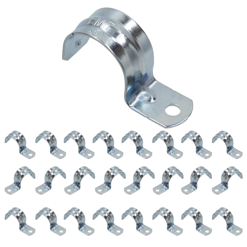 ISPINNER 25pcs 1 Inch Zinc Plated Steel EMT Pipe Straps with 1 Hole for EMT Conduit or Pipe Fixing One Hole