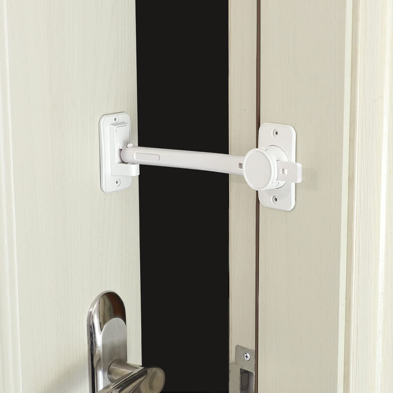 CLYMENE Cat Door Latch & Stopper, Adjustable Child Proof Door Lock and Pinch Guard, Let's Cats in and Keeps Dogs Out of Litter & Food, No Need for Pet Gates or Interior Cat Door (White) White