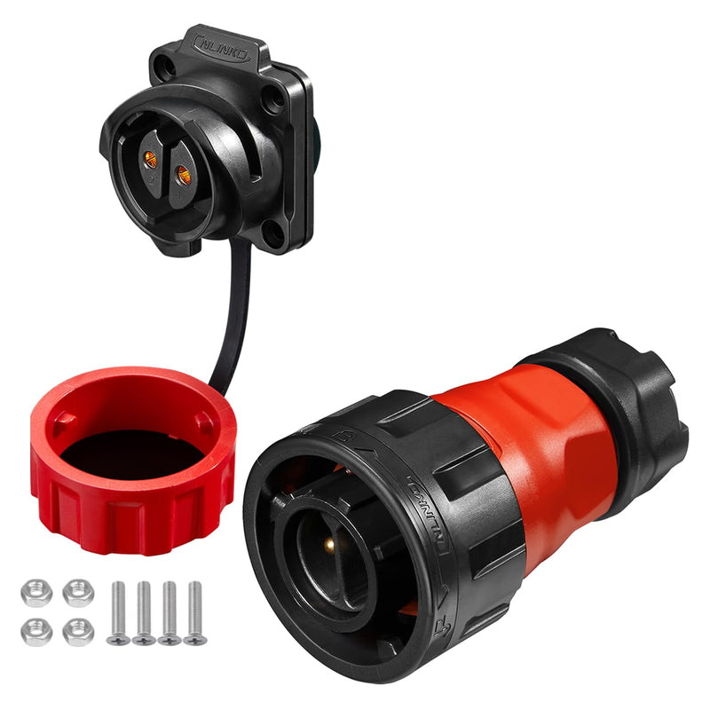 CNLINKO YM-24 2 PIN Industrial Waterproof Connectors, IP68 Circular Connector, PBT Plastic Shell Quick Plug Aviation Connector, M24 Panel Mount Flange Socket (2 Pin)