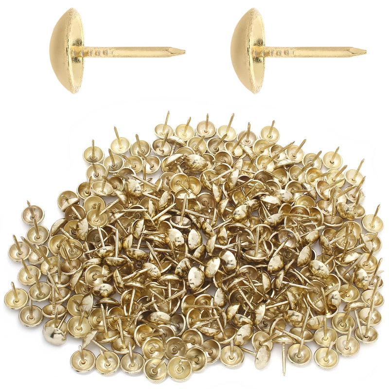 300 Pcs Gold Upholstery Tacks, 0.43'' Round Head Diameter Upholstery Nails Furniture Nails Sofa Decorative Nail Push Pins for Furniture and DIY Decorative 0.43" x 0.67" / 11 x 17 mm