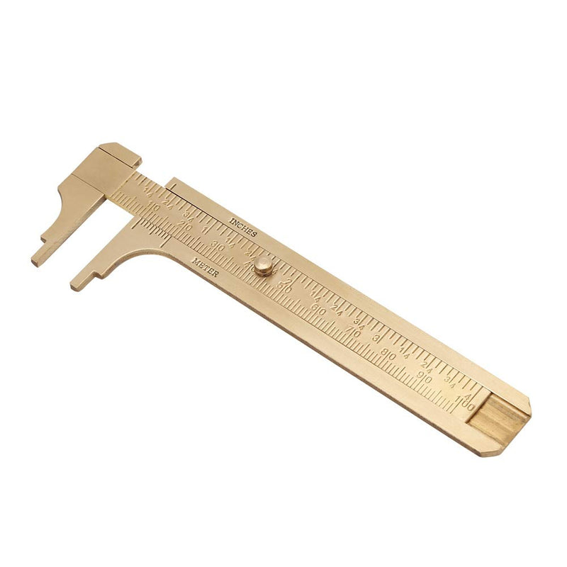 Sliding Gauge Vernier Caliper Ruler, Scale Vernier Caliper Solid Brass Sliding Gauge, mm/inch Handy Sliding Gauge Ruler Measuring Tool, Vernier Gauge Millimeters Tool for(Double