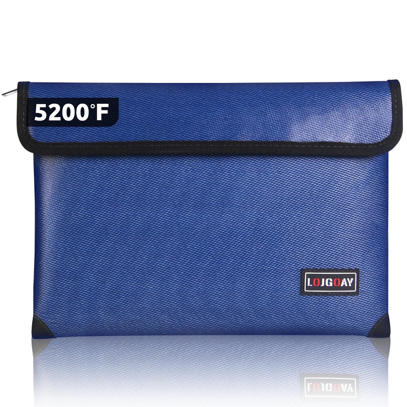 Fireproof Document Bag - with 5200°F Heat Insulated, Waterproof Fireproof Bag with Zipper, 8 Layers of Functional Materials , Fireproof Money Bag for Cash/Documents/Valuables, Fire bag 11"x7.7" 11"x7.7" Blue