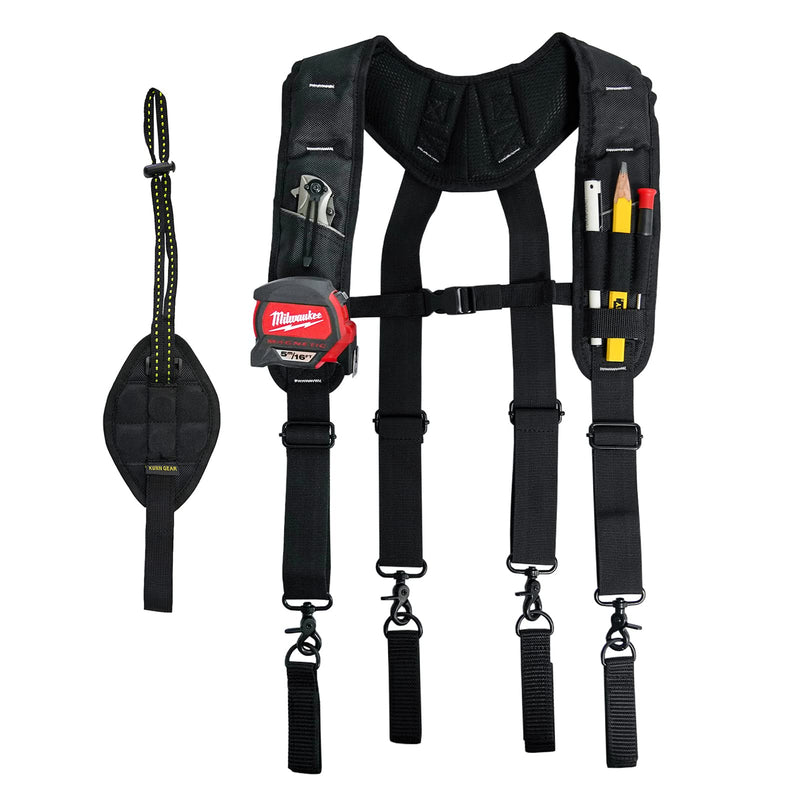 KUNN Tool Belt Suspenders for Men with Magnetic Wristband,Heavy Duty Work Suspender for Construction Electricians Carpenter Framer Tool Belts,Black SW00A-BLK - NewNest Australia