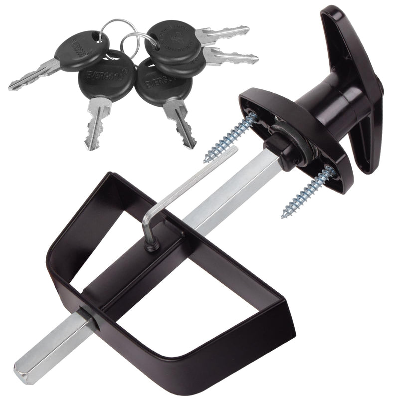 Shed Door Latch T-Handle Lock Kit with 5 Keys,BTEOBFY 5-1/2" Stem Storage Barn Shed Door Hardware Lock Set for Playhouses, Chicken Coops,Camper (Black) 5.5 inch Black