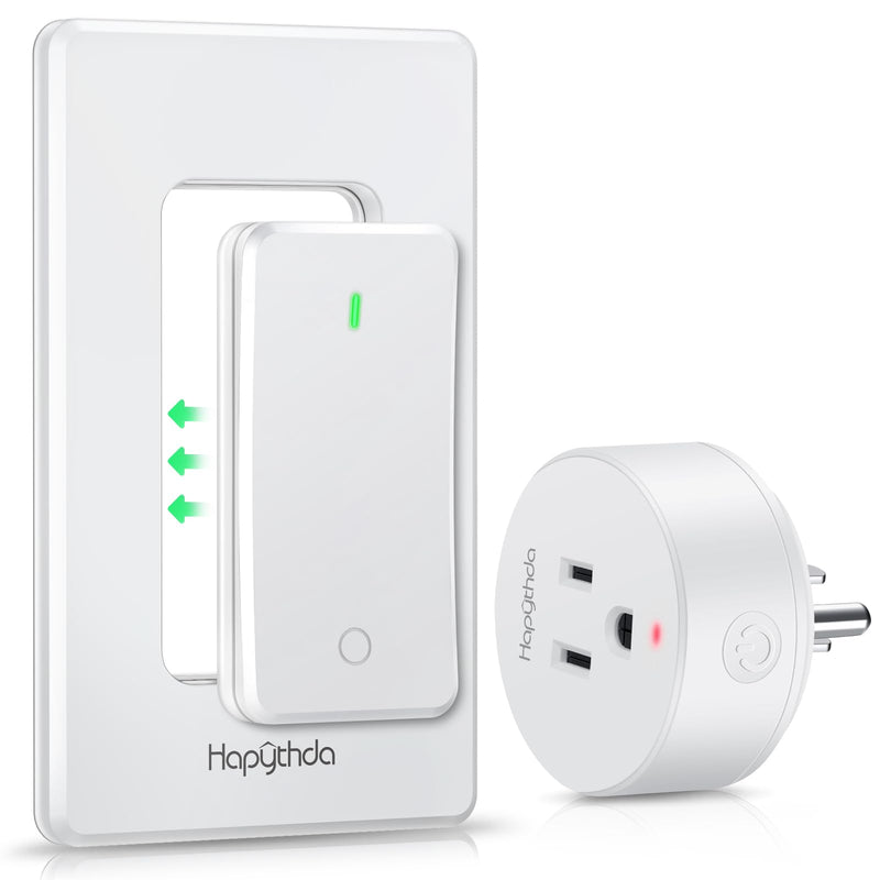 Remote Control Outlet, Buckle Design Removable Wireless Wall Mounted Light Switch, 300 ft 15A 1500W, No Wiring Electrical Remote Outlet for Appliance 1 Outlet & 1 Remote