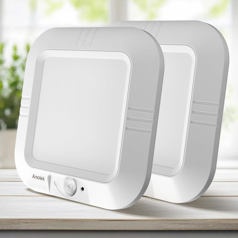 Motion Sensor Ceiling Light Battery Operated, 180LM 6000K Battery Closet Lights Motion Sensor, 48LED Wireless Ceiling Light Motion Activated for Pantry Cabinets Shed, Cool White,2-Pack 2Pack 6000K