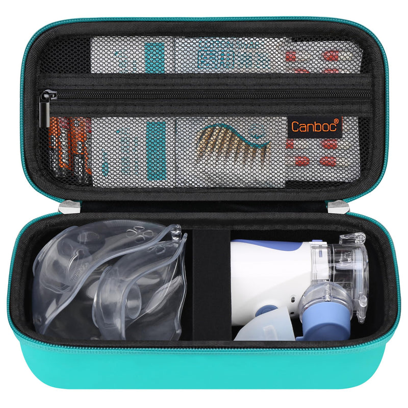 Canboc Travel Case for Portable Handheld Inhaler Nebulizer, Home Compression Nebulizer for Adults and Kids, Mesh Pocket fit Packets of Medication or Other Essentials, Turquoise (Case Only) S-turquoise