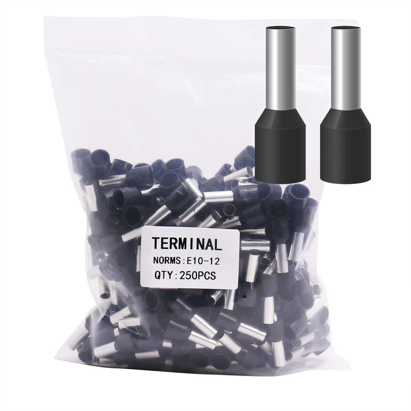 Fidioto 8AWG Wire Ferrule, 250pcs AWG8 Wire ferrules kit for Electric, Industrial, Chemical Industry, Power Control System, etc. Black