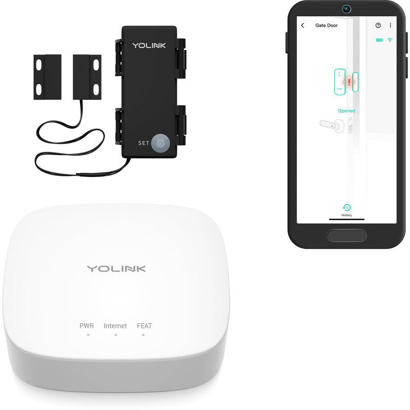 YoLink LoRa Smart Outdoor Contact Sensor & Hub Starter Kit, Gate & Shed Door Sensor, Universal Contact-Closure Sensor, Email/SMS/Push Alerts, 1/4 Mile Open Air Range, Alexa, IFTTT, Home Assistant With Hub