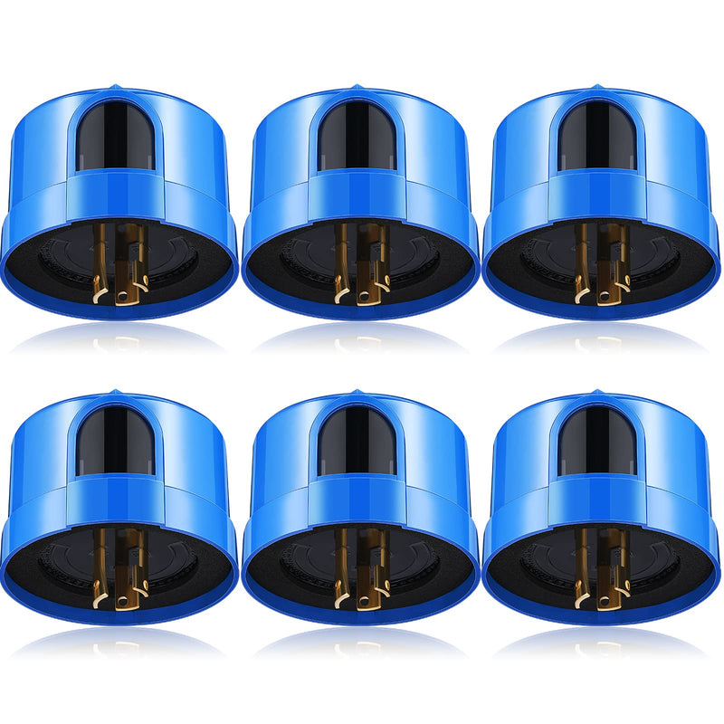 6 Pcs Twist Lock Photocell Sensor Auto on off Photocell Switch Dusk to Dawn Light Control Light Sensor for Outdoor Lights 120V to 277V, Blue