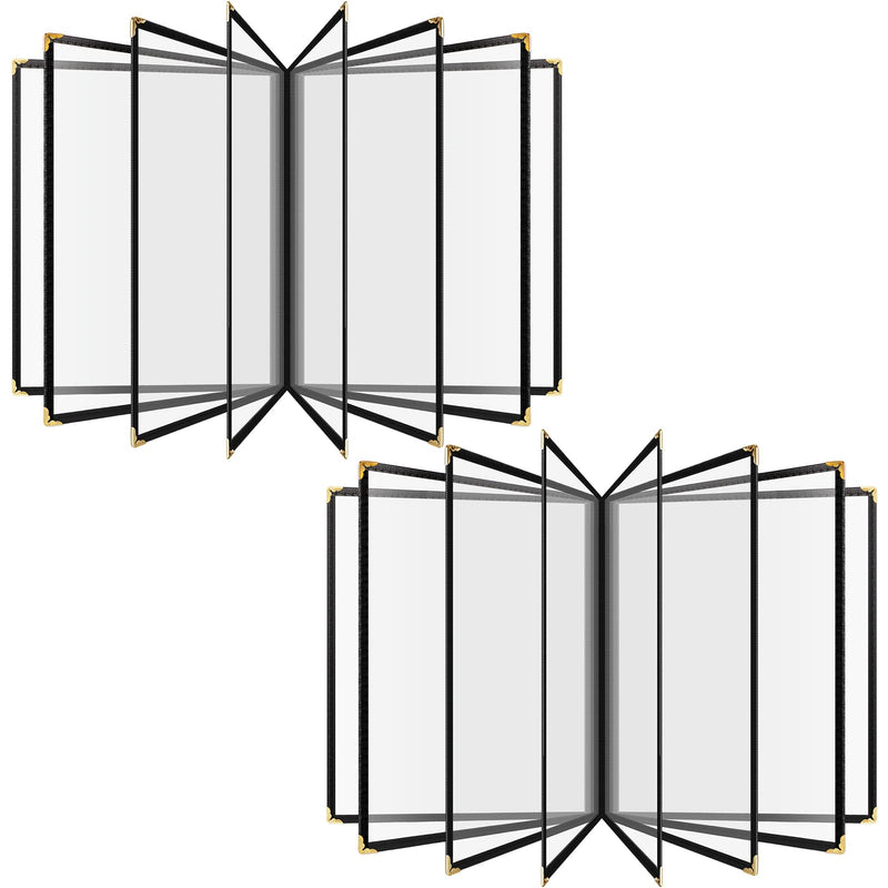 TaoBary 8.5 x 11 Inch Menu Covers Fits A4 Size Paper Transparent Restaurant Menu Covers Menu Holder with Leatherette Trim and Decorative Metal Corners Bar Cafe Restaurant, Black (2 Pcs) 2