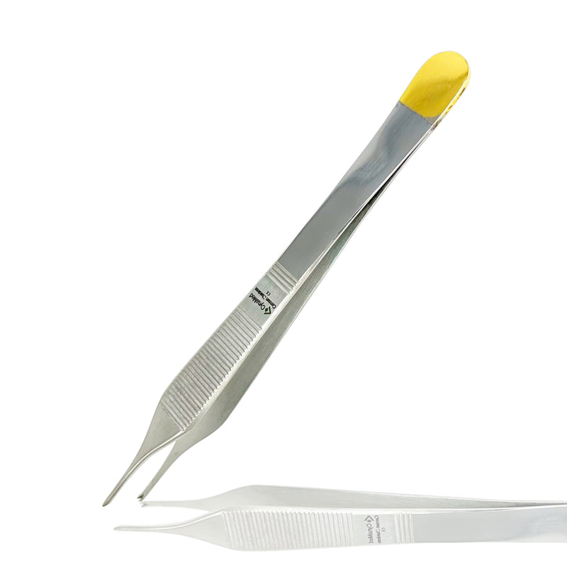 Cynamed Adson Forceps with Gold Handle - 6 in. Straight Fine Point Surgical Veterinary Instruments (1x2 Teeth, Straight) 1x2 Teeth
