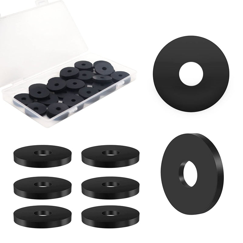 Rubber Washers - 16PCS Flat Rubber Washers for Bolts Spacers, 1 1/2" OD x 3/8"ID x 1/8 Inch Thickness, Heavy Duty Abrasion Resistant Rubber, Black Vibration Damping Pads 3/8ID x 1-1/2OD-16pcs
