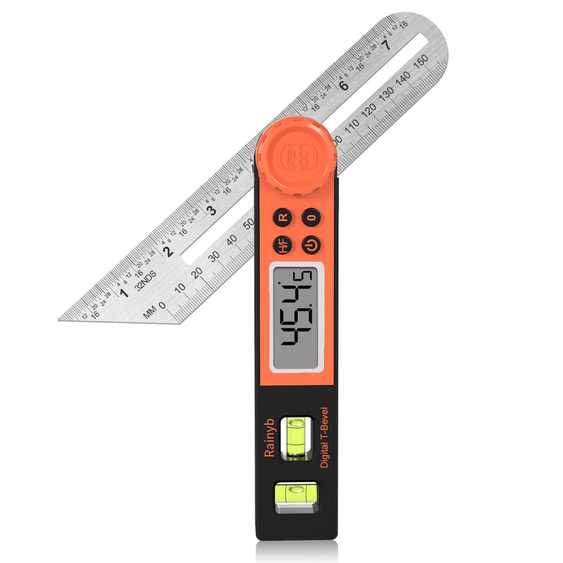 Digital Angle Finder Protractor 0-360 Degree T-Bevel Gauge & Protractor with Horizontal Vertical Bubble & Full LCD Display for Woodworking, Metalworking, Construction 1 X T-Bevel Protractor