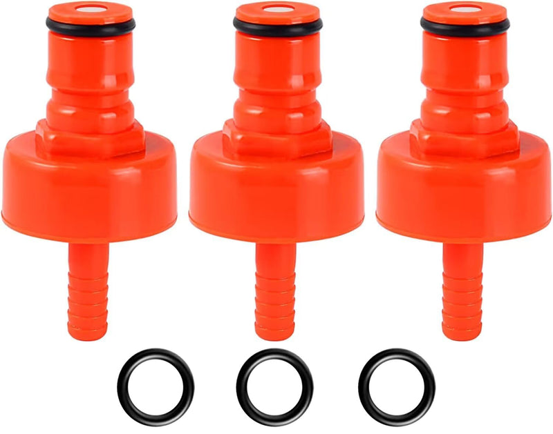 FERRODAY 3 Pack Carbonation Cap Forced Carbonation with PET Bottle 5/16 Barb CO2 Coupling to Carbonate Soda Beer Water PET Bottle Filling Carbonation Cap with No Fall Off Flat Gasket & Thick O-ring 3 count in 1 package