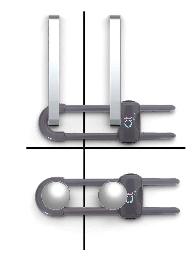 QT BABY Baby Proofing Cabinet Locks Adjustable U Shaped Baby Safety Latches for Drawers, Fridge, Closet Modern Baby Proofing Cabinet Lock with Extra Secure Lock Buttons (Pack of 6, Thunder Grey) Pack of 6 - NewNest Australia