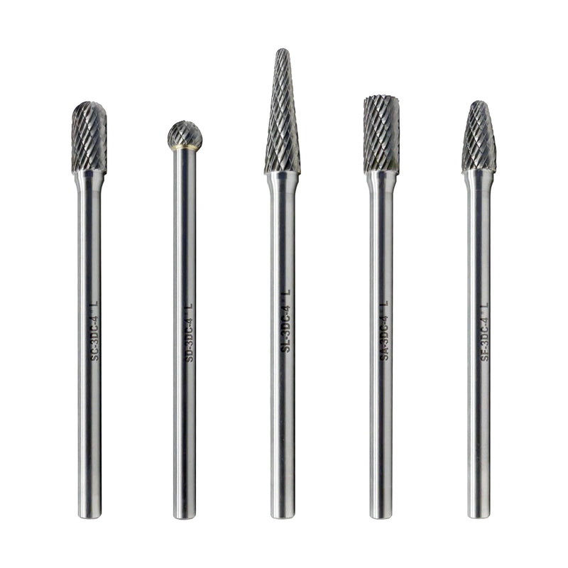 LU&MN Double Cut Tungsten Carbide Burr - Metal Carving, Polishing, Engraving, and Drilling - 7" Shank Length 1/4" Shank Diameter - 5pcs