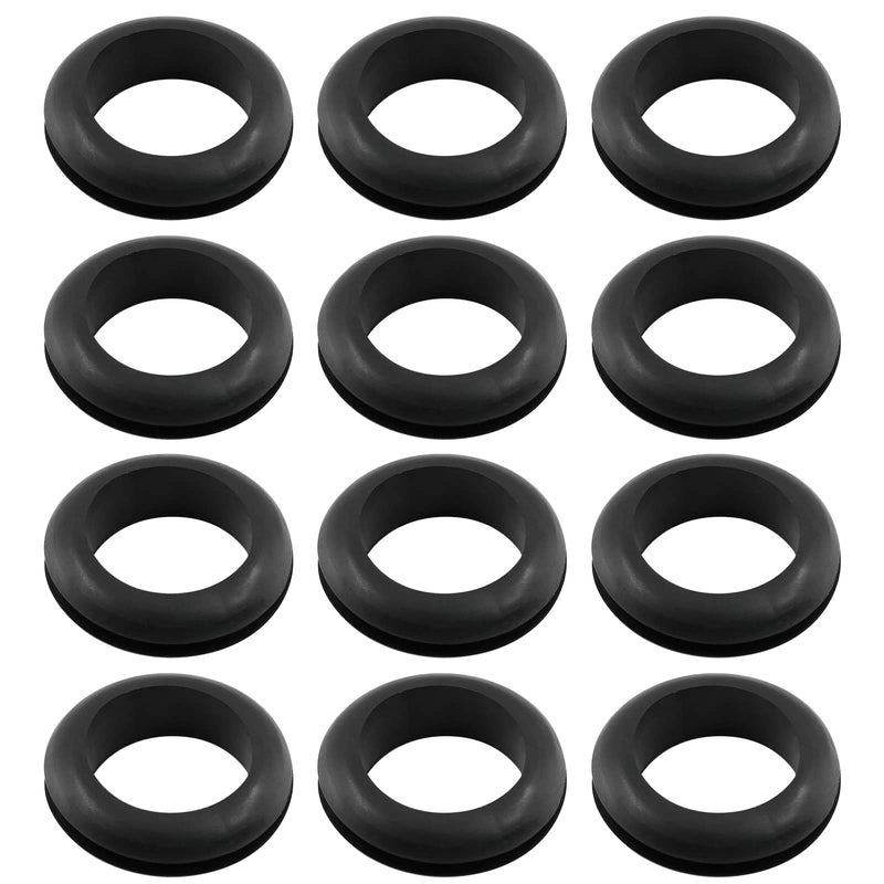 12 Pcs Rubber Grommets, 0.98" Inside Diameter 1" Drill Hole Rubber Wire Grommets O Ring Grommets for Wire, Firewall, Cables, Plugs, Automotive Black 25mm (1 inch)