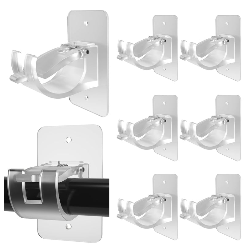 8PCS No Drill Curtain Rod Brackets Upgraded Curtain Rod No Drilling Self Adhesive Curtain Rod Hooks with Screws, Nail Free Adjustable Curtain for Poles Less Than 4cm in Diameter (Transparent) Transparent - NewNest Australia