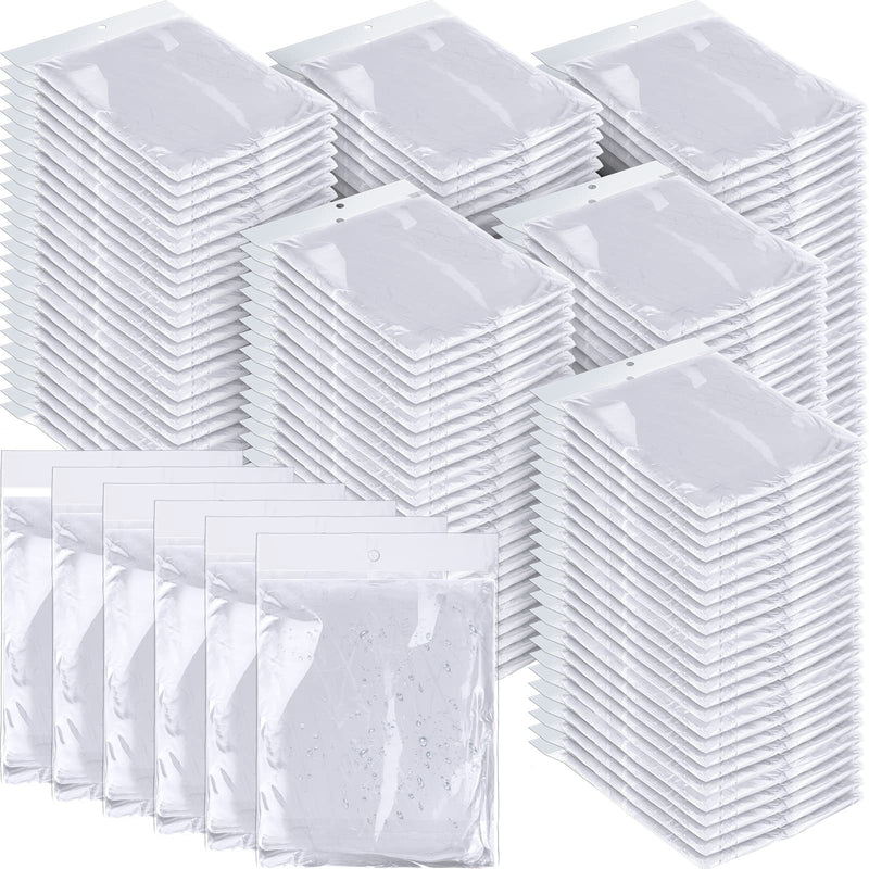 Handepo 100 Pack of Adult Rain Ponchos with Hood Disposable Rain Ponchos Plastic Emergency Raincoat Poncho for Men Women Kids White