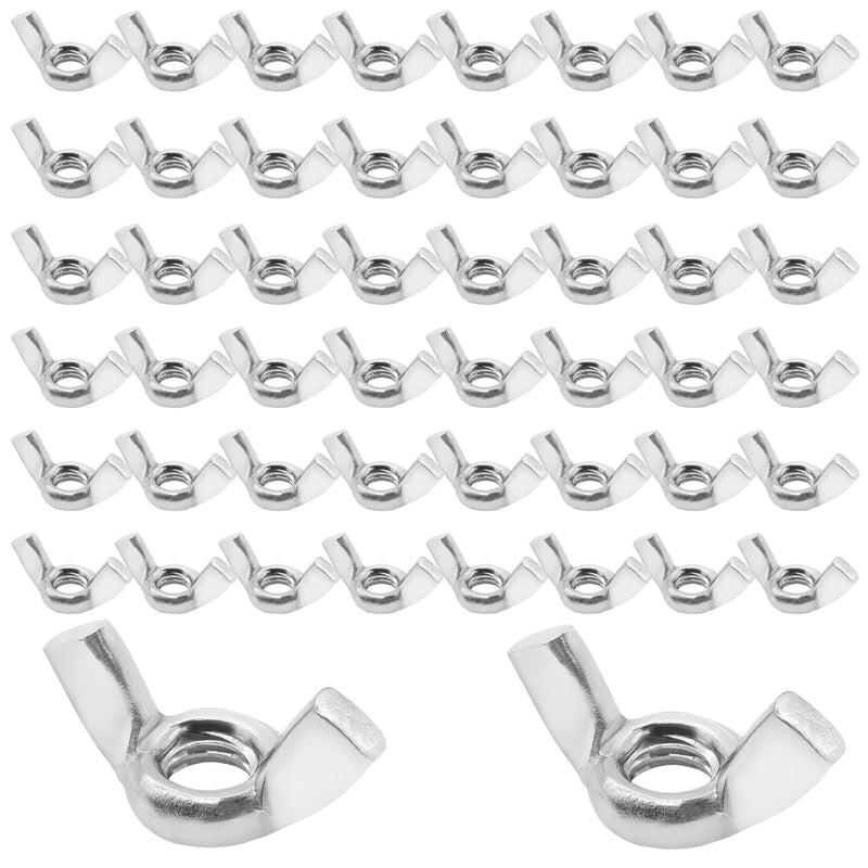 Waziaqoc 1/4"-20 Wing Nuts (50Pcs), 304 Stainless Steel Wing Nuts Fasteners Parts 1/4"-20 Butterfly Nut 50