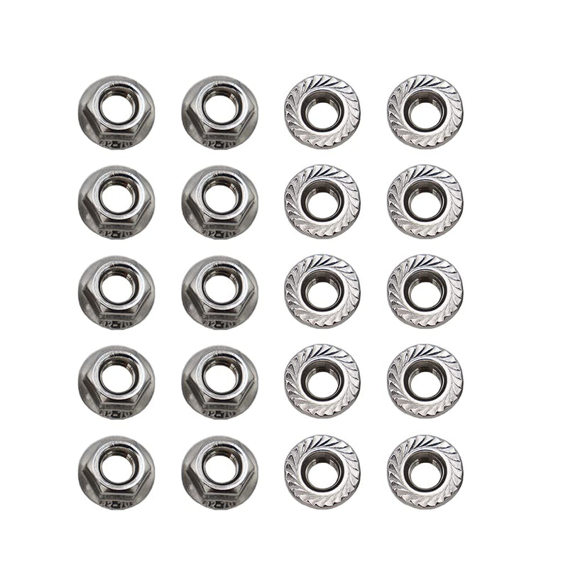M8x1.25mm DIN6923 Serrated Flange Nuts 20 Pack 304 Stainless Steel Hex Lock Nuts Full Thread for Industrial Construction Fasteners M8x1.25mm, 20 pcs - NewNest Australia