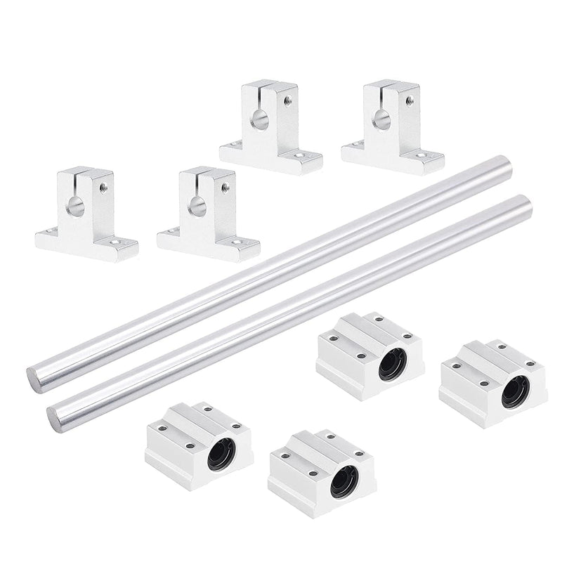 2PCS 8mm X 300mm Linear Motion Rod Shaft Guide with 4 PCS SCS8UU Ball Bearings & 4 PCS SK8 Aluminum Rail Support, Linear Motion Rod Guide Set for CNC and DIY Craft Tool (Diameter 8mm, 300mm) Diameter 8mm