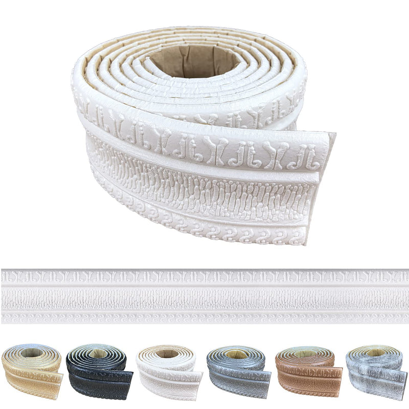 Crown Molding Peel and Stick 3D Wall Edging Foam Baseboard Self Adhesive Wallpaper Border Flexible Base Moulding Trim Mirror Border Wall Lines (White 1PCS-89) 3.1" x 89" White