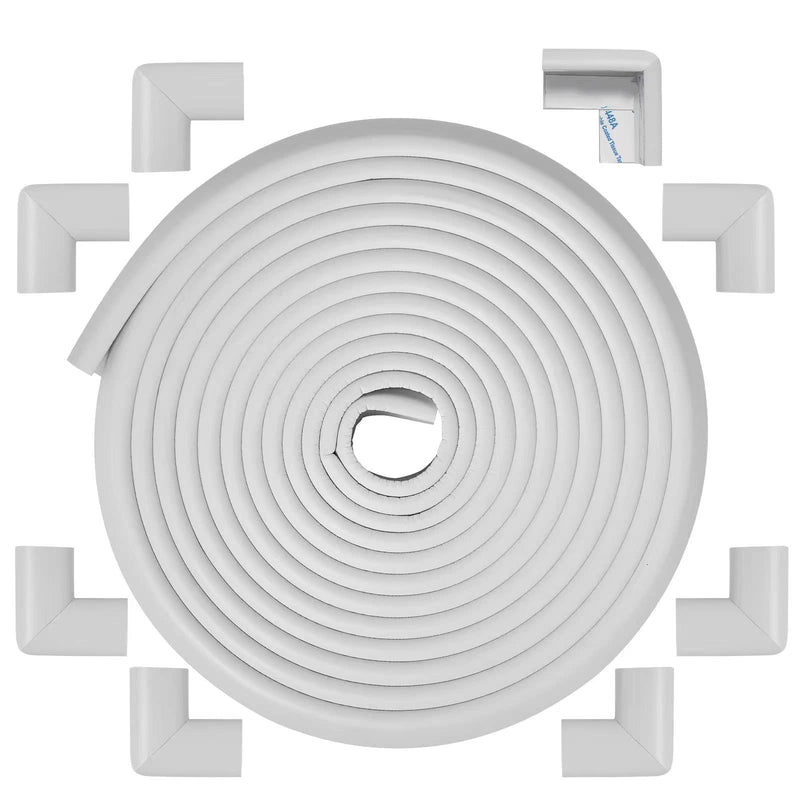 Foam Corner Protector Edge and Corner Guard, with 19 feet Length Foam Safety Bumpers, Baby Proofing Safety Table Corner Protectors - White