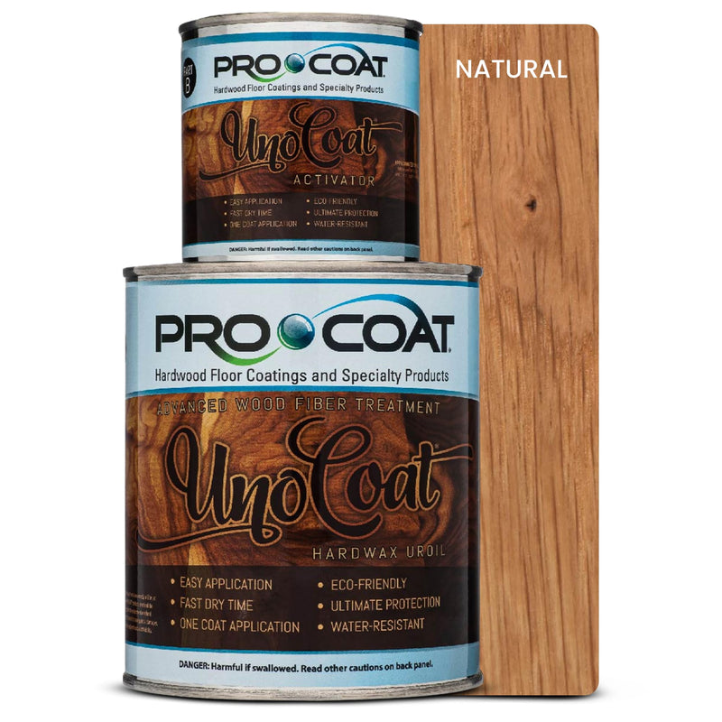 UnoCoat Hardwax Uroil with Activator - 200 ft² - 16oz - Made in USA, Advanced Wood Grain Treatment for Indoor Applications, Urethane-Modified Hard Wax Oil, for Any Wood Species - Natural 16 Fl Oz (Pack of 1)