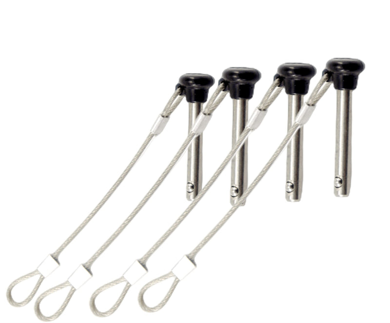 2/4/6Pcs Black Nylon Head Pull Pin Quick Release Pull pin Dia, 3/16" Marine Grade 316 Stainless Steel Bimini top Pins with Lanyard (4) 4