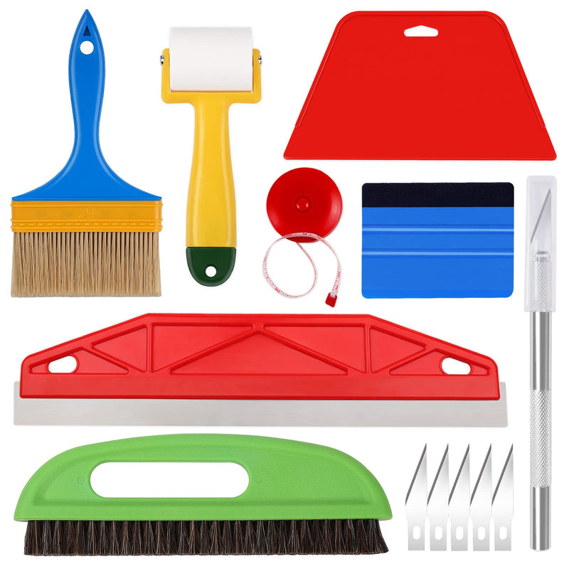 WRAPXPERT Wallpaper Smoothing Tools,Wallpaper Tool Kit with Squeegee Smoother,Seam Roller,Wallpaper Brush for Wallpaper Hanging,Contact Paper,Vinyl Application,Wallpaper Paste Multicolor