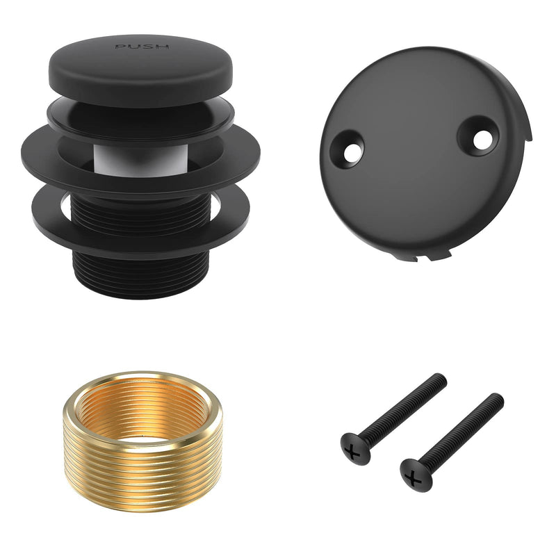 Matte Black Bath Tub Drain and Overflow Kit, Universal All Metal Tip-Toe Bathtub Drain Replacement Kit with Fine/Coarse Thread Matte Black