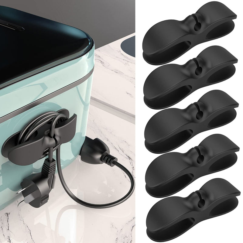 Nearockle Cord Organizer for Appliances, 5 Pack Upgraded Cord Holder Cord Winder Stick Firmly on Kitchen Mixer, Blender, Coffee Maker, Pressure Cooker, Air Fryer and Small Appliances(Black) 5Pcs-Black