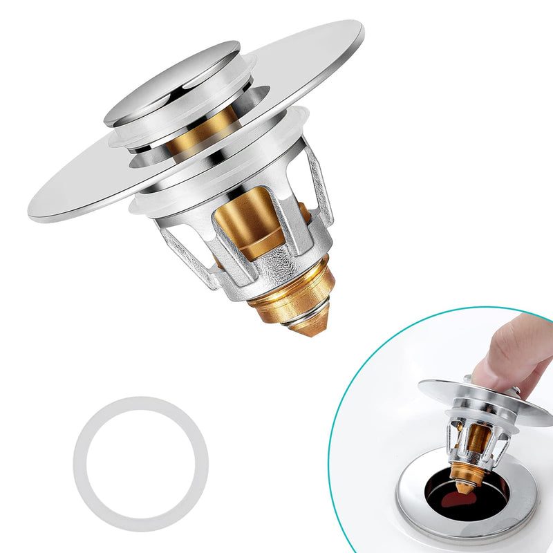Universal Bathroom Sink Stopper with Hair Catcher, for 1.04-1.97 Inch Drain Hole, Spring Core Bathtub Drain Cover, Pop Up Sink Plug Basin Drain Strainer 1.04-1.97'' - NewNest Australia